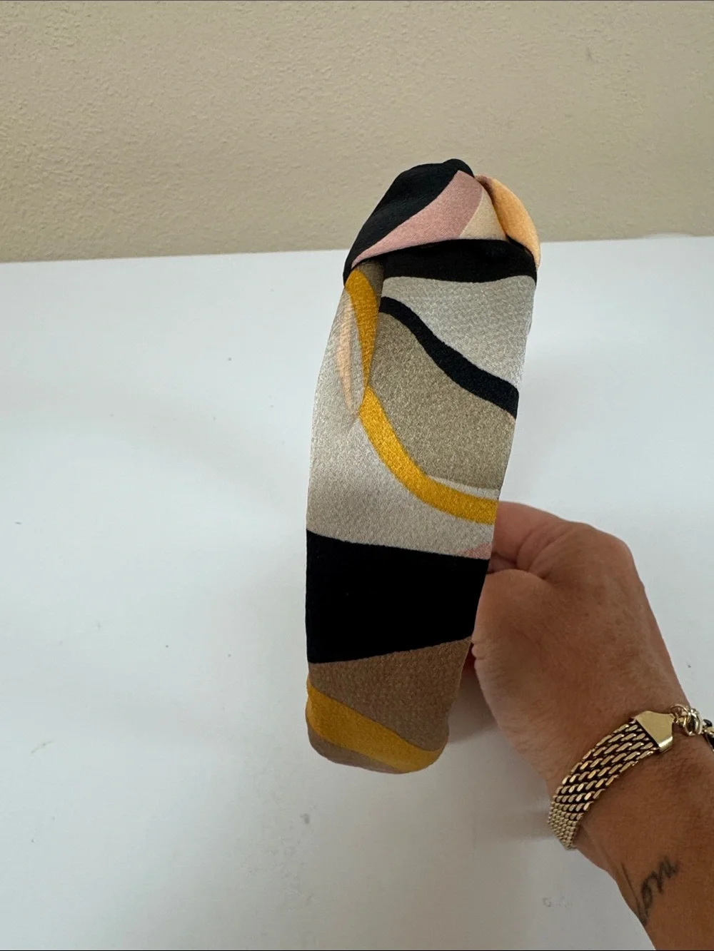 Anthropologie Knotted Headband in Pink, Tan & Yellow